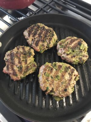 spicy poblano burgers pickled red onion