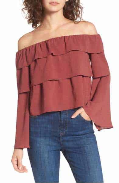 storee ruffle off the shoulder top