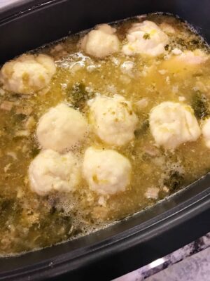slow cooker salsa verde chicken and dumplings