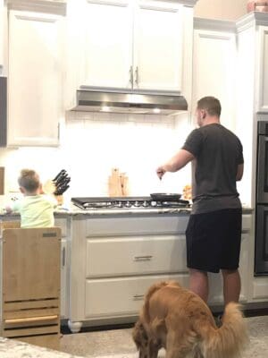 Corey and Daddy cooking
