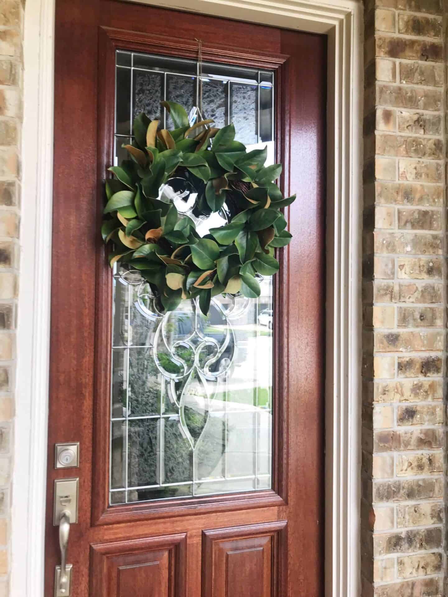 magnolia leaf wreath front door