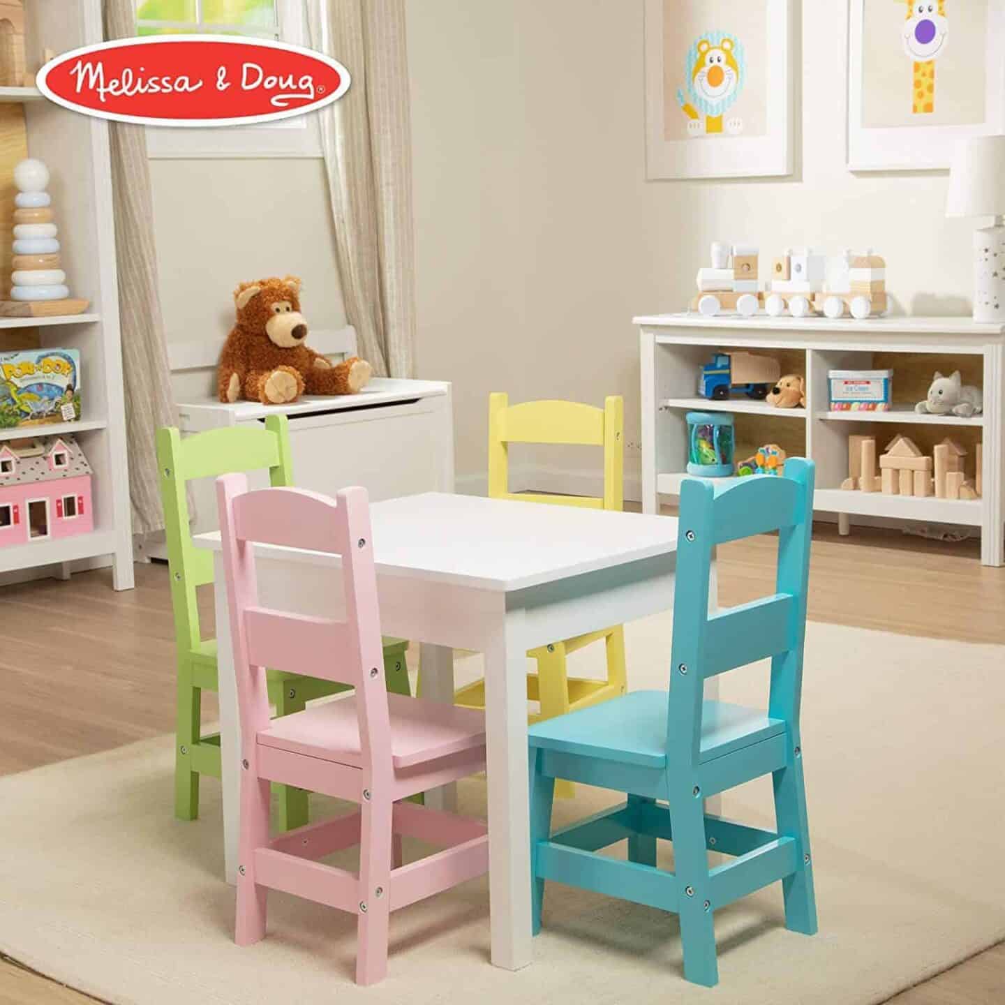Wooden Playroom Table with 4 Chairs