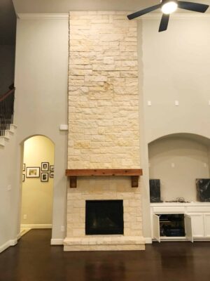 living room fireplace stonework