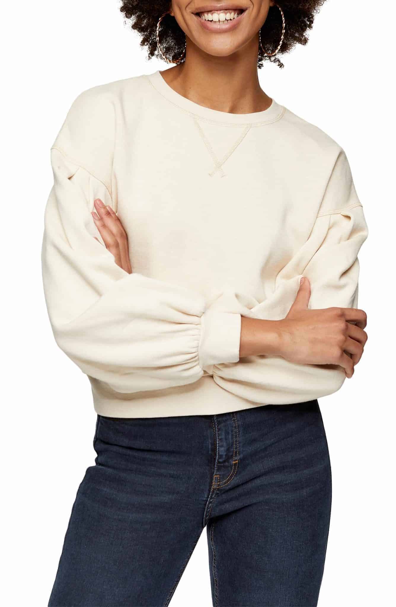 Pleated-Sleeve-Sweatshirt