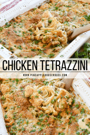 Chicken Tetrazzini is a delicious, comforting dinner that's perfect for a crowd. The creamy sauce paired with the tender chicken and peas all tangled together with perfect pasta make for the most delectable meal! Chicken Tetrazzini | Chicken Tetrazzini Recipes | Chicken Tetrazzini Easy | Chicken Tetrazzini Casserole | Chicken Tetrazzini Recipes Easy | Chicken Tetrazzini from Scratch | Chicken Tetrazzini Recipes Casseroles | Pasta Dinner Recipes | Pasta Recipes | Pasta with Chicken | Pasta