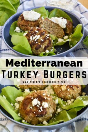 These simple yet delicious Mediterranean Turkey Burgers are the perfect lunch to make ahead for meal prep then enjoy later in the week! They're low carb and Keto friendly as well. The best part is that they freeze very well, so make a big batch and enjoy later on! Turkey Burger Recipes | Turkey Burgers | Turkey Burger Recipes Healthy | Turkey Burger Recipes Easy | Easy Healthy Lunch Ideas | Low Carb Recipes | Low Carb Dinner | Low Carb Dinner Recipes | Meal Prep Recipes | Freezer Meals
