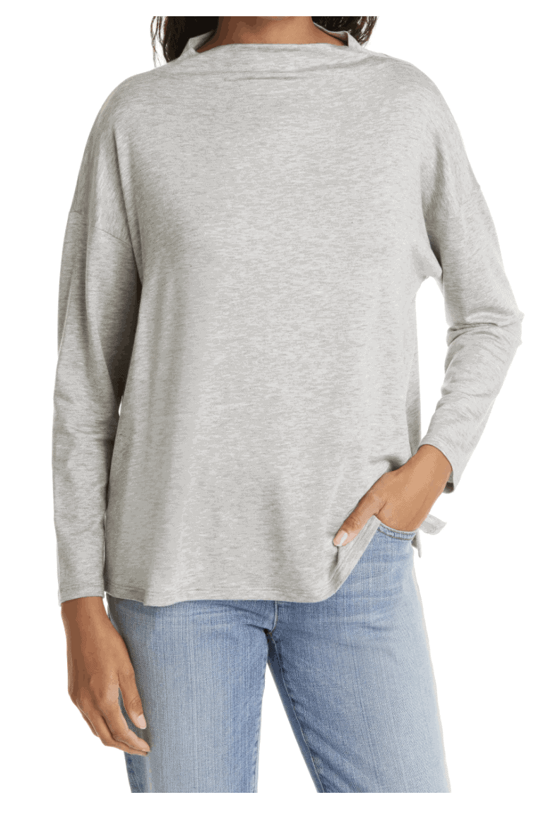 eileen fisher funnel neck box top