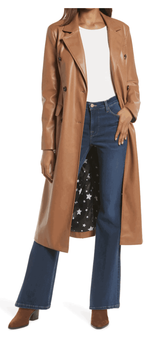 faux leather trench coat