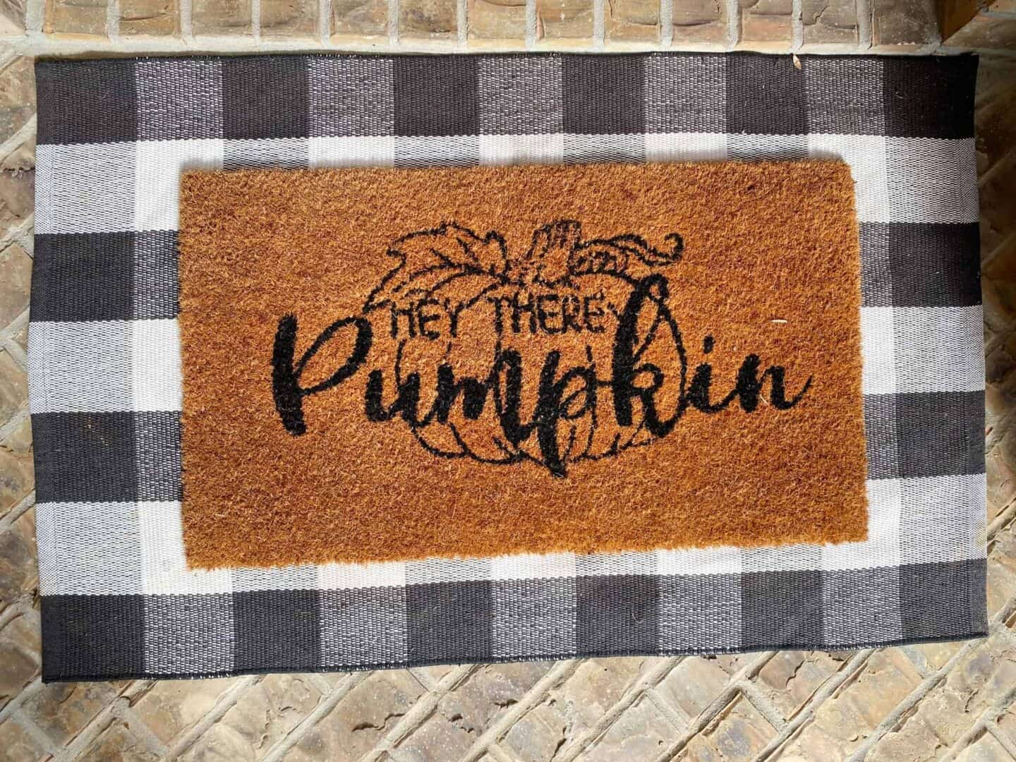 hey there pumpkin doormat fall