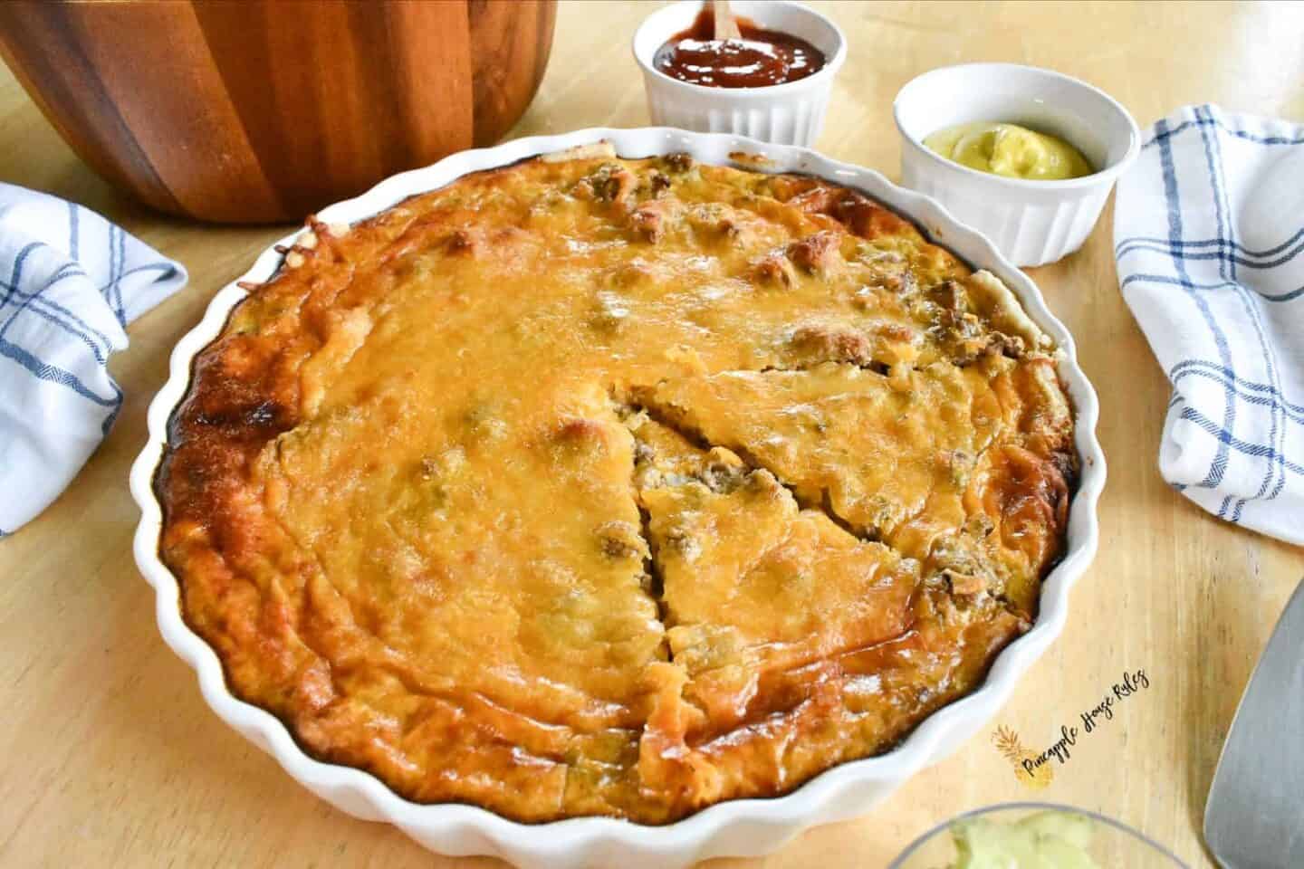 Cheeseburger Quiche is a savory, delicious spin on a traditional quiche mixed with the flavors of a good old fashioned cheeseburger.