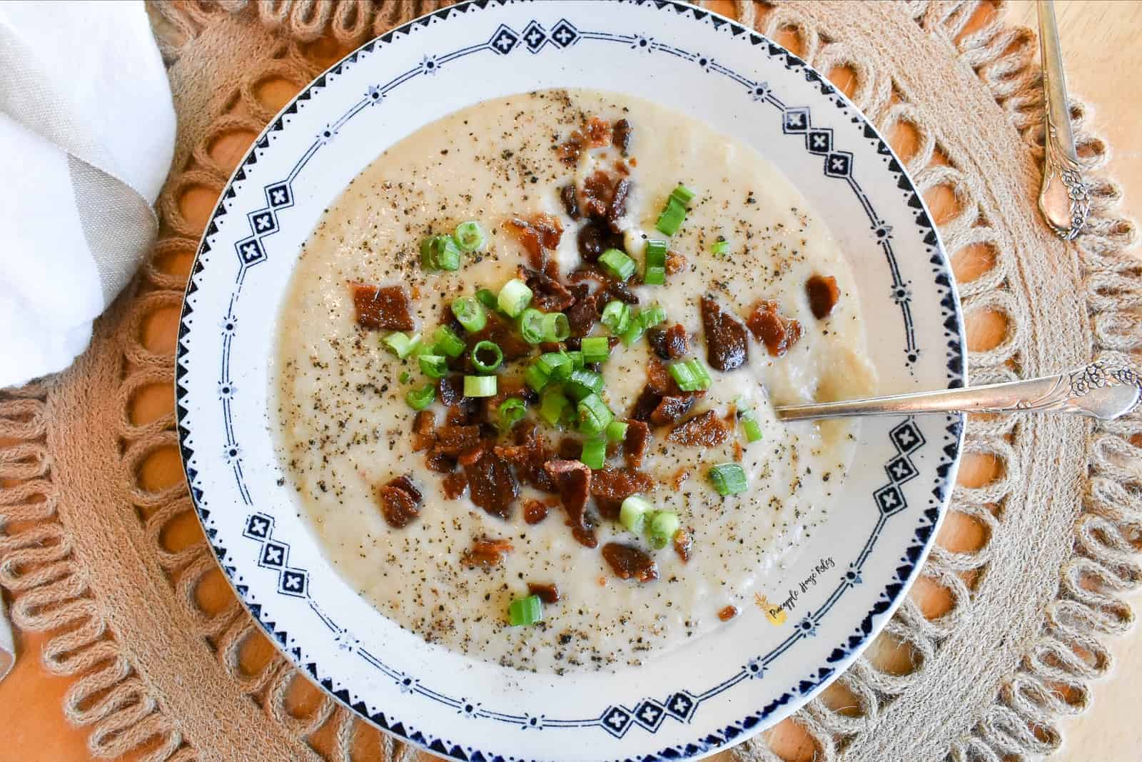 Slow Cooker Cauliflower Soup is an easy and delicious recipe that's Keto friendly and low carb! Just dump and go! Slow Cooker Recipes | Slow Cooker Recipes Healthy | Slow Cooker Recipes Easy | Freezer Friendly Recipes | Keto Recipes | Keto | Low Carb | Low Carb Recipes | Easy Healthy Lunch Ideas | Lunch Ideas Easy | Lunch Ideas Healthy | Crock Pot Recipes | Crock Pot Recipes Healthy | Crock Pot Recipes Easy | Healthy Soup Recipes | Easy Recipes | Easy Recipes Healthy