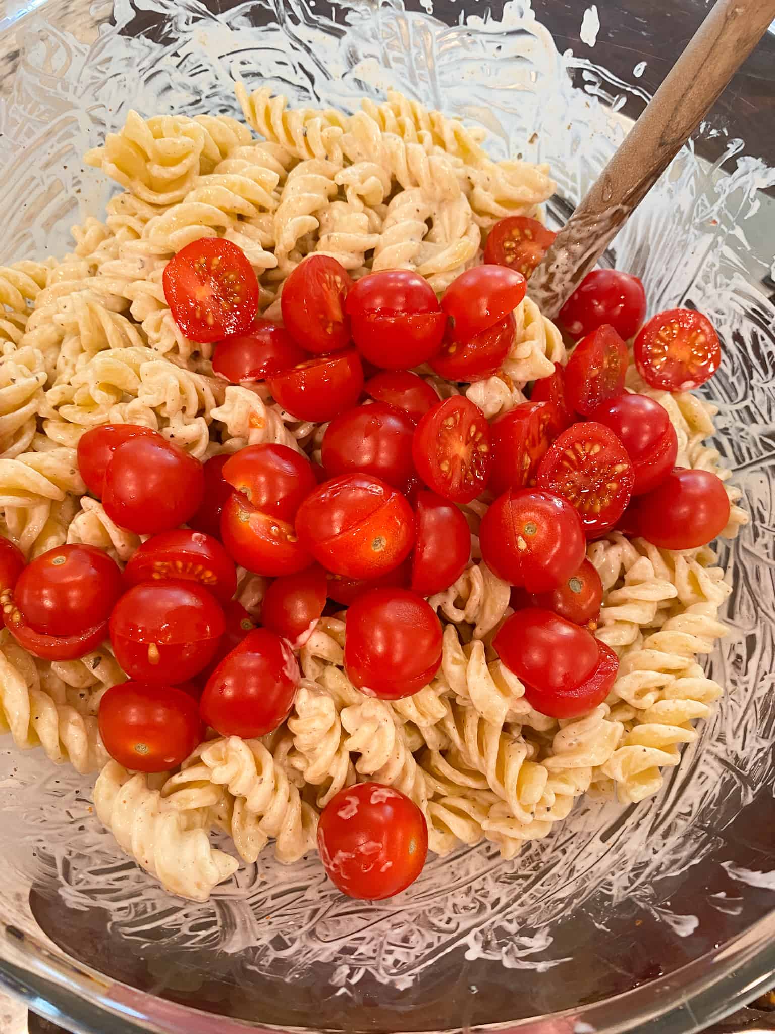 add halved cherry tomatoes
