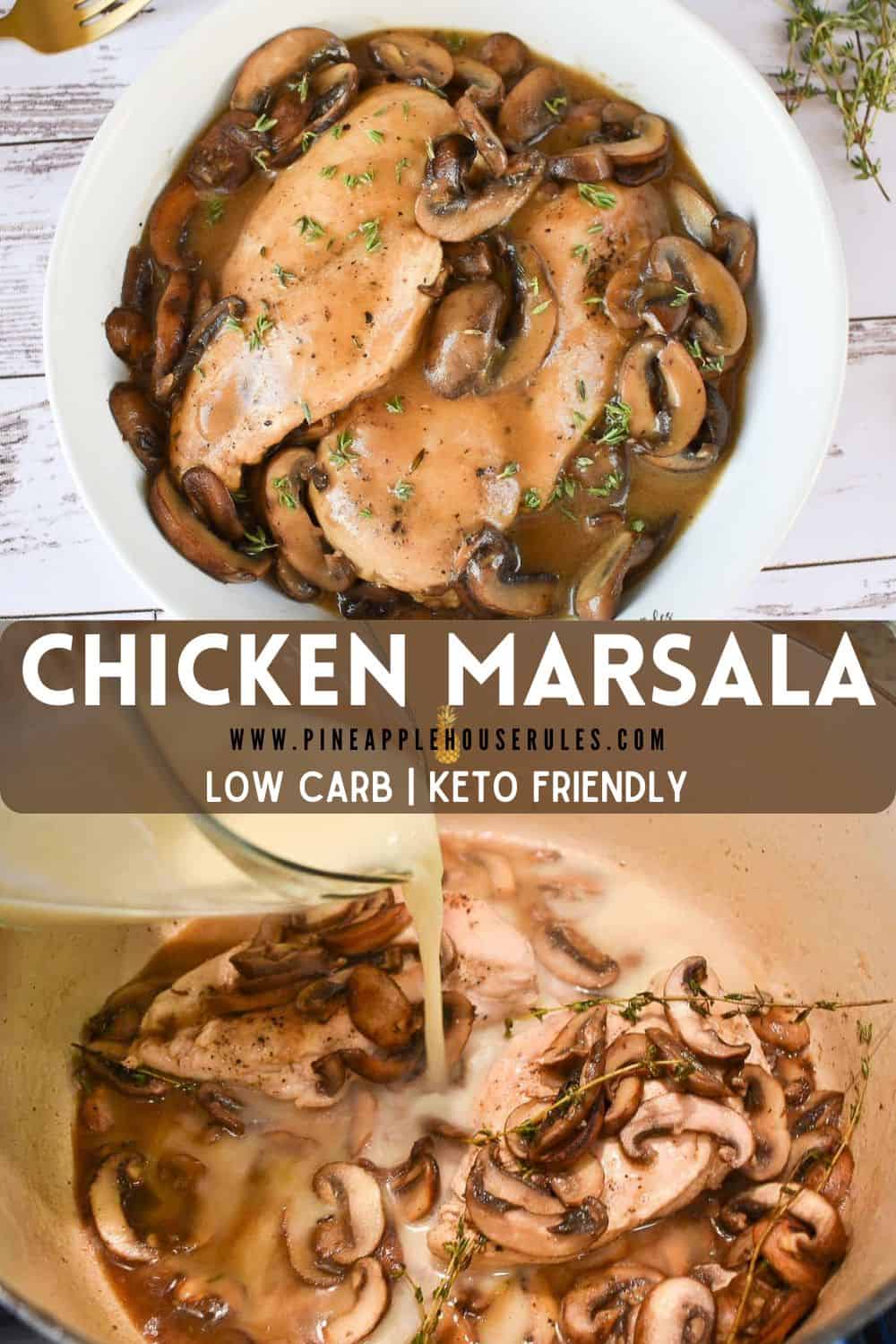 This Creamy Chicken Marsala recipe is so deliciously simple! It's also low carb and Keto friendly, plus it can be on the table in under 30 minutes! You've gotta love a Comfort Food Classic that's a one pot wonder. Chicken Marsala | Chicken Marsala Recipe | Chicken Marsala Easy | Chicken Marsala Recipe Best | Chicken Recipes | Chicken Breast Recipes | Keto Recipes | Keto Dinner Recipes | Low Carb Recipes | Low Carb Dinner | Low Carb Dinner Recipes | Dinner Under 500 Calories | 30 Minute Meals