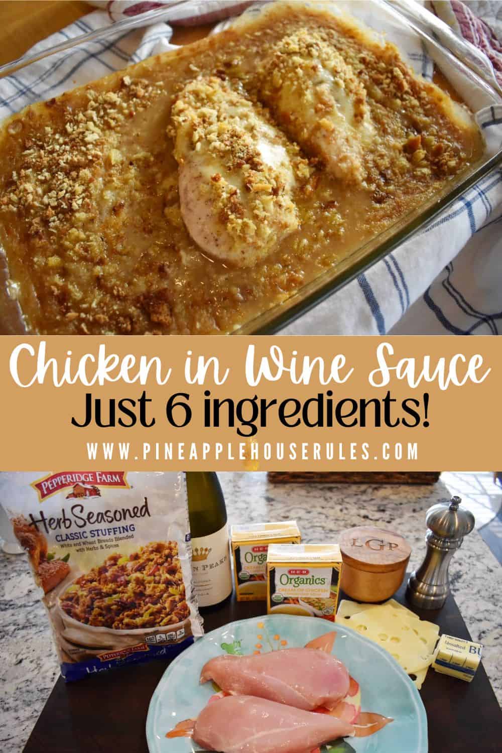 Chicken in Wine Sauce is an easy dinner recipe for busy weeknights. Just build the casserole and pop in the oven! Chicken Recipes | Chicken Breast Recipes | Chicken Breast Recipes Oven | Chicken Breast Recipes Easy | Chicken Breast Dinner Ideas | Casserole Recipes | Casserole Recipes for Dinner | Casserole Dishes | Cooking with Wine | Cooking with Wine Recipes | Easy Dinner Recipes | Easy Meals | Dinner Ideas | Dinner Recipes | Dinner Ideas Easy