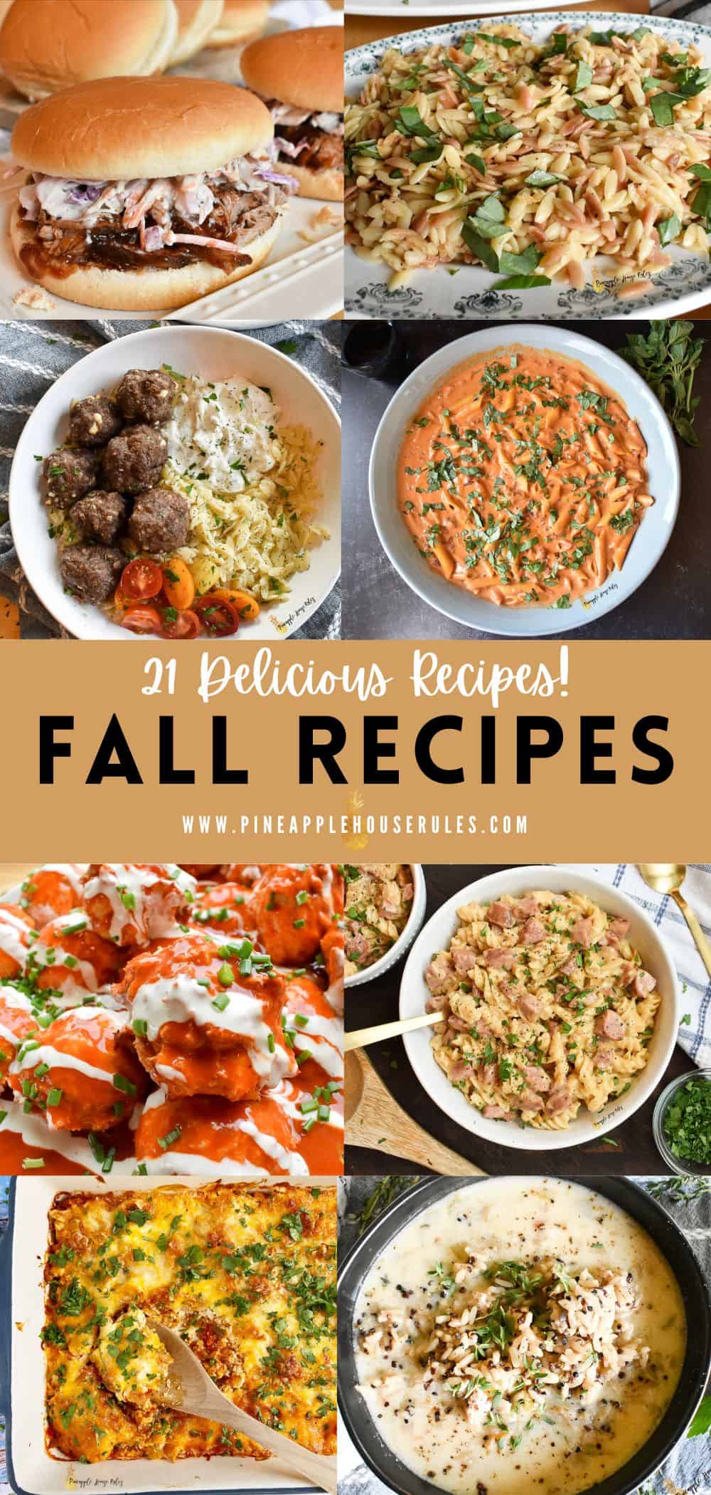 This recipe roundup of Fall Recipes is full of delicious, comforting, savory food that will bring a smile to your loved ones! There are 21 delicious recipes to choose from! Fall Recipes | Fall Recipes Dinner | Fall Recipes Dinner Crock Pots | Fall Recipes Crockpot | Fall Recipes for Kids | Fall Recipes Healthy | Fall Recipes Dinner Comfort Food | Fall Recipes Dinner Healthy | Fall Recipes Dinner Easy | Slow Cooker Recipes | Crock Pot Recipes