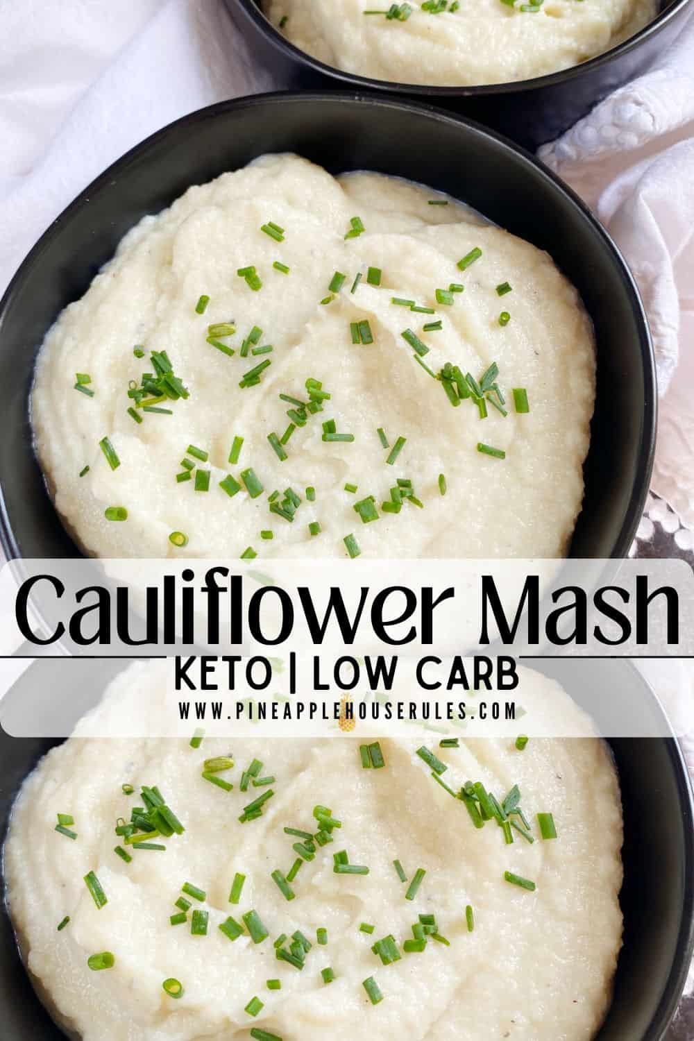 This Keto Cauliflower Mash is an easy, low carb substitute for mashed potatoes! Roasted garlic, ricotta, and a little butter make this a delicious side! You can make this in batches and freeze the leftovers for another time, too. Keto Cauliflower Mash | Cauliflower Mashed Potatoes | Cauliflower Mashed Potatoes Keto | Cauliflower Mashed Potatoes Easy | Cauliflower Mash Recipes | Cauliflower Mashed Potatoes Healthy | Cauliflower Mash | Keto Recipes Easy | Easy Dinner Recipes | Freezer Friendly