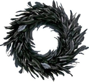 black feather halloween wreath