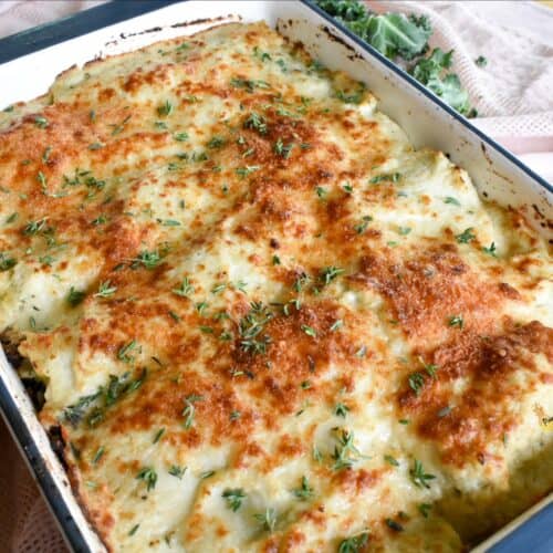 pasta Kale and Mushroom Lasagna Roll Ups