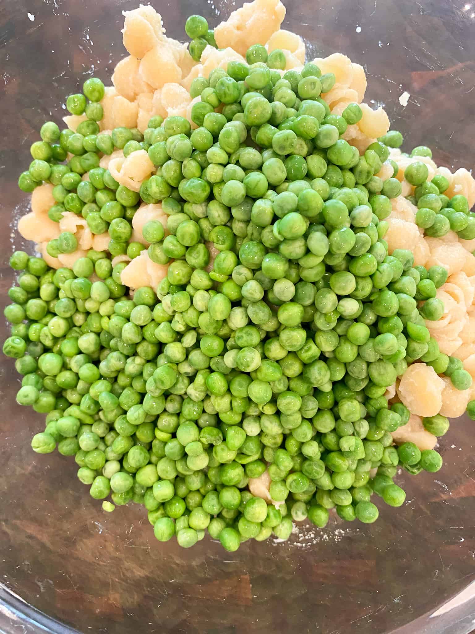 add thawed green peas
