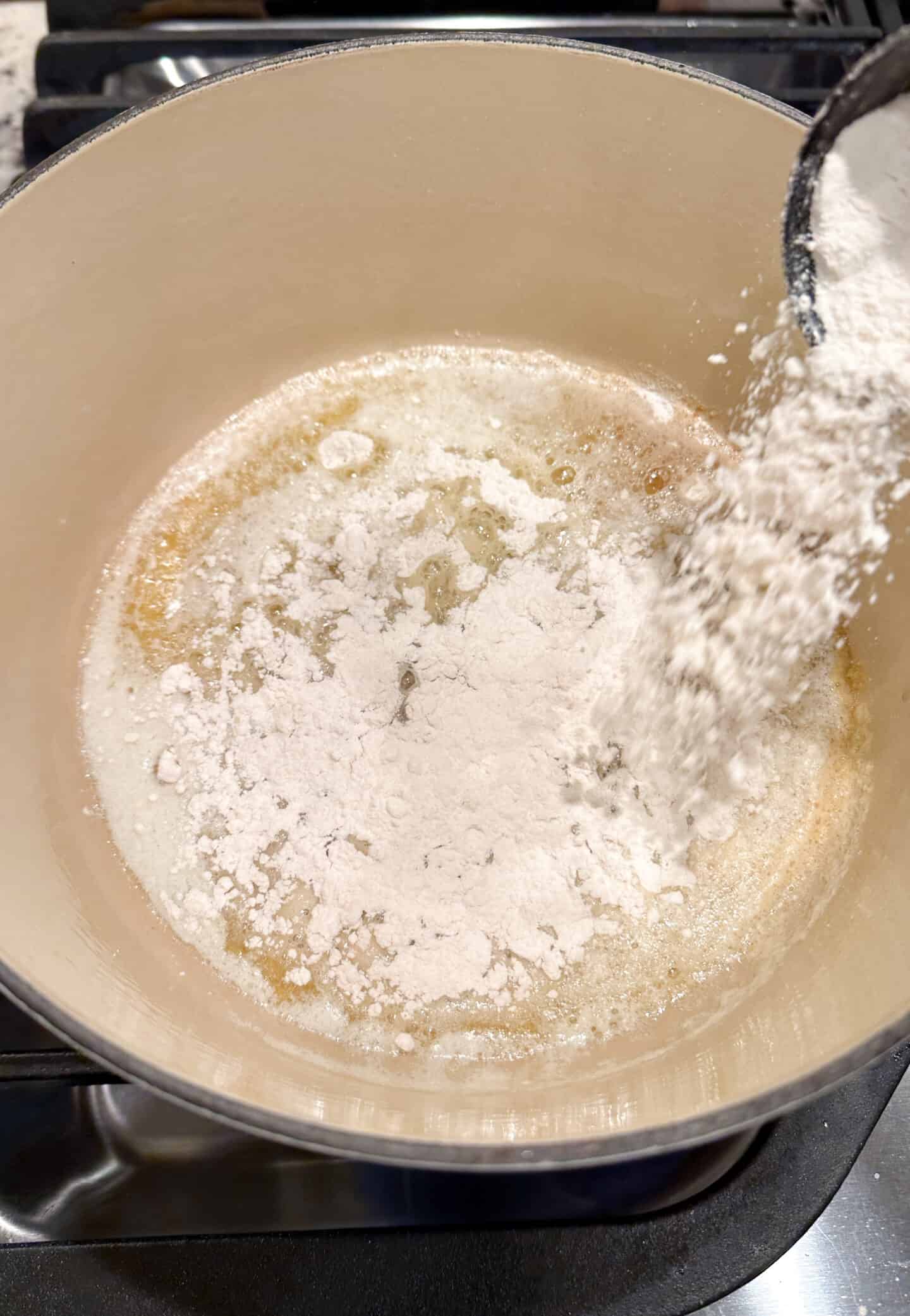 sprinkle flour on melted butter bechamel