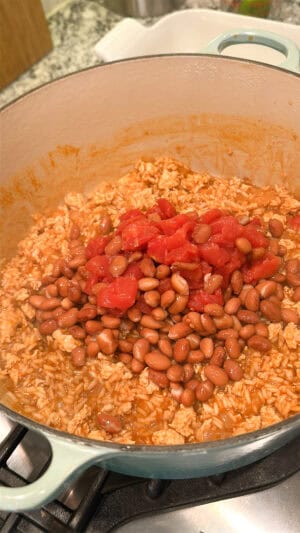 add pinto beans and diced tomatoes