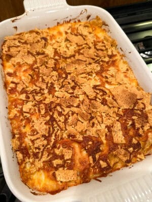 finished chicken enchilada casserole